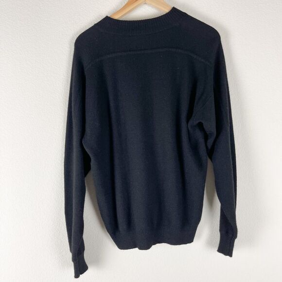 VTG Demetre Pullover Sweater Mens Medium Black Knit 1/4 Zip Wool Blend Hong Kong - Picture 10 of 14